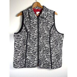 Cj Banks Vest Womens Size 1X Reversible Animal Print Zebra Lightweight‎ Mob Wife